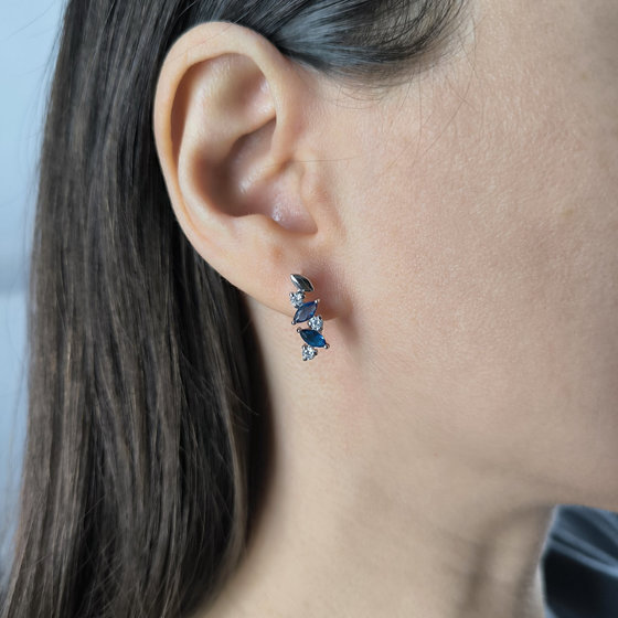 Silver earrings with nano sapphire 1.45ct