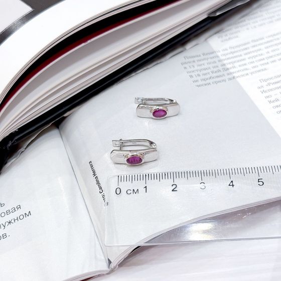 Срібні сережки з рубіном 1.163ct