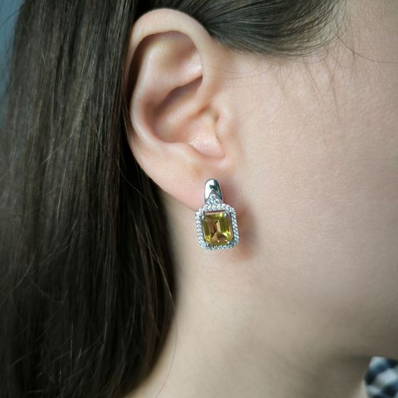 Silver earrings with citrine nano