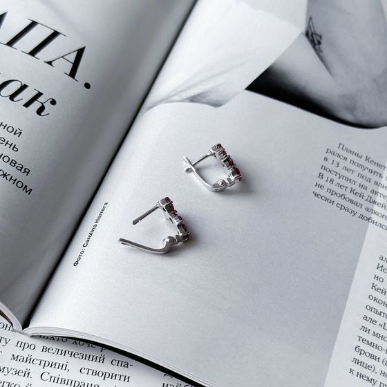 Silver Earrings with a 1.162-carat Ruby