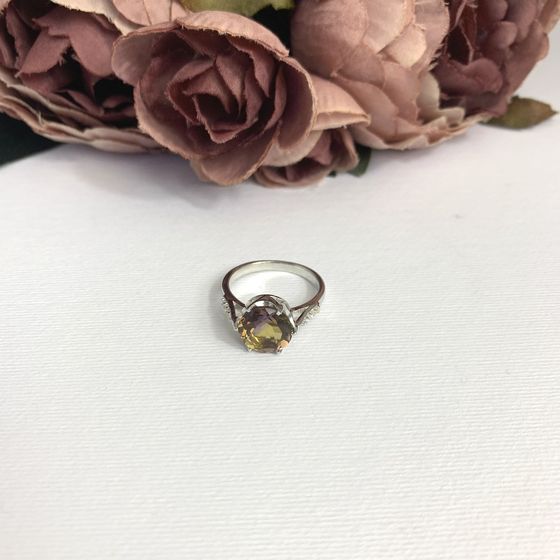 Silver ring with ametrine nano
