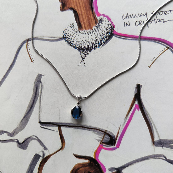 Silver pendant with a 0.908-carat nano sapphire