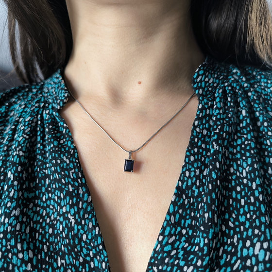 Silver pendant with nano sapphire 1.26ct