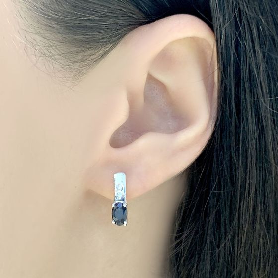 Серебряные серьги с сапфиром 1.278ct