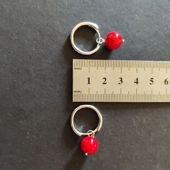 Silver earrings with coral