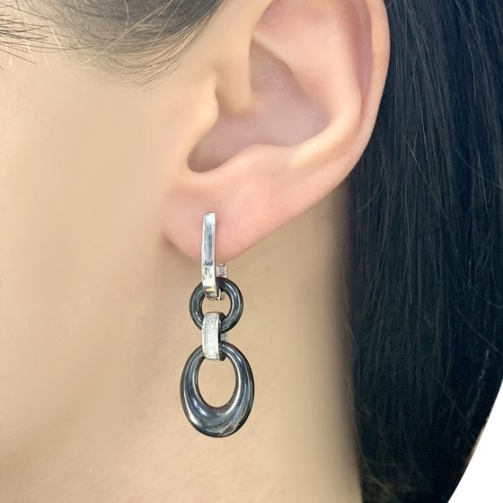 Silver earrings with ceramics