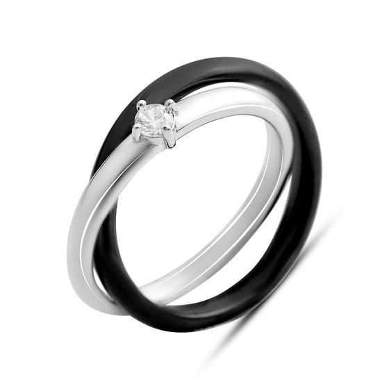 Silver Ring with Ceramic Inlay