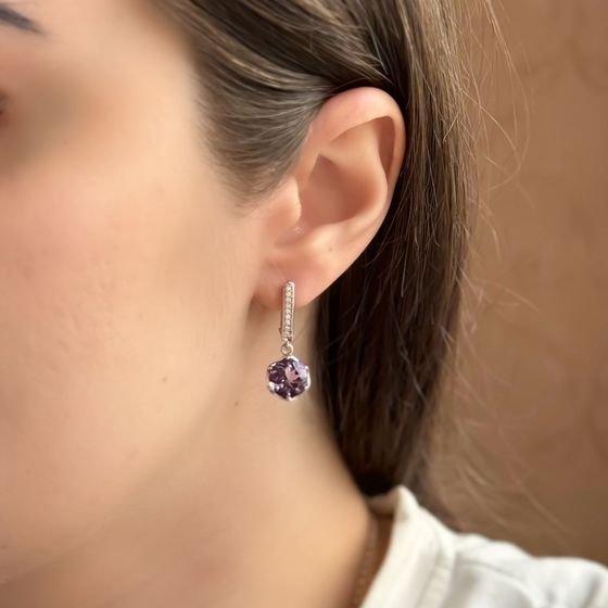 Серебряные серьги с аметистом 5.279ct
