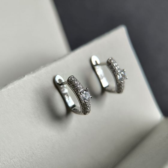 Silver Earrings with Fianites