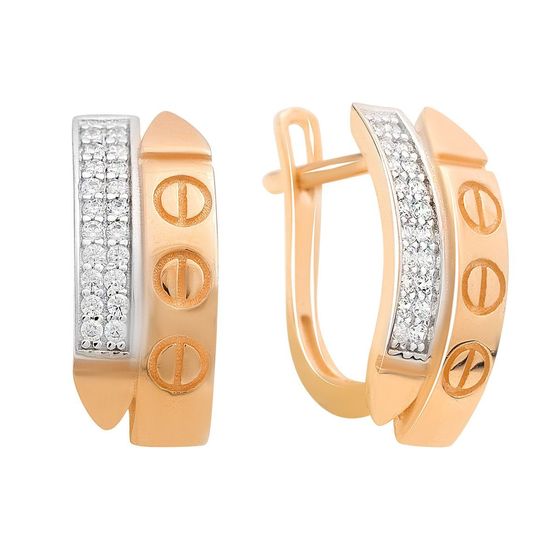 Срібні сережки з фіанітами 0.4ct