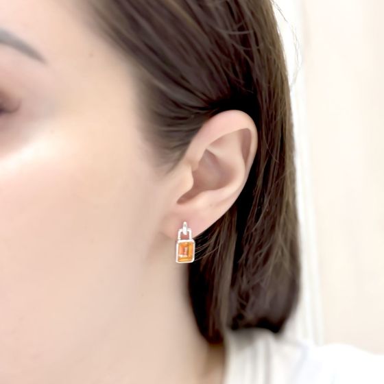 Silver earrings with gold quartz 3.45ct