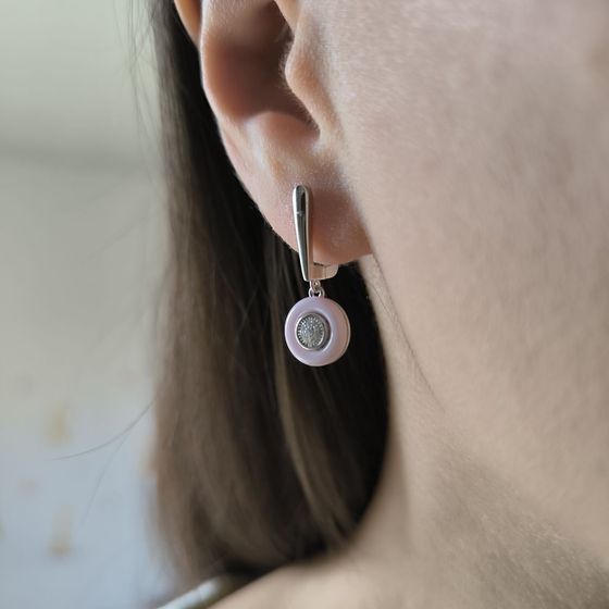 Silver earrings with ceramics