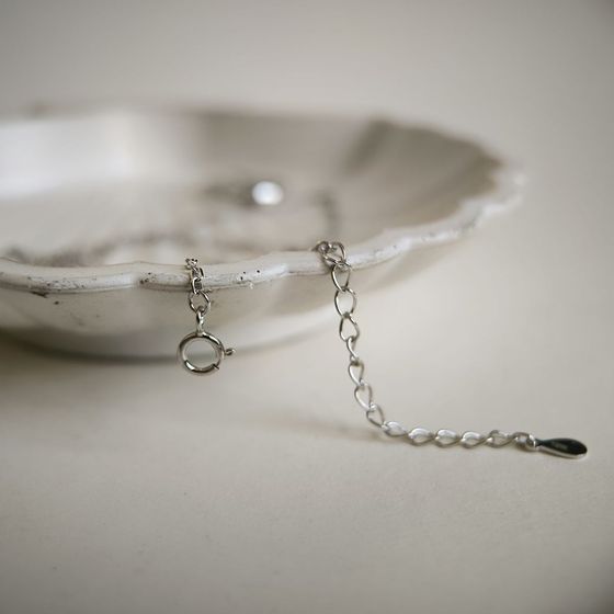 Sterling silver necklace with phianites, mother-of-pearl