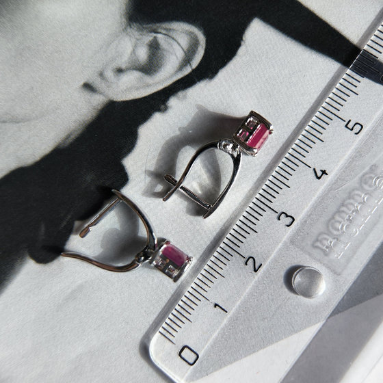 Silver earrings with a 1.99ct ruby
