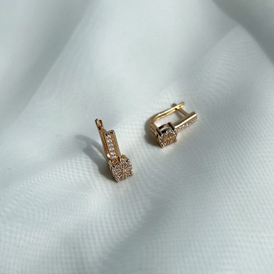 Золоті сережки з фіанітами 0.38ct