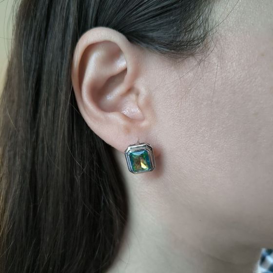 Срібні сережки з містик топазом 4.563ct
