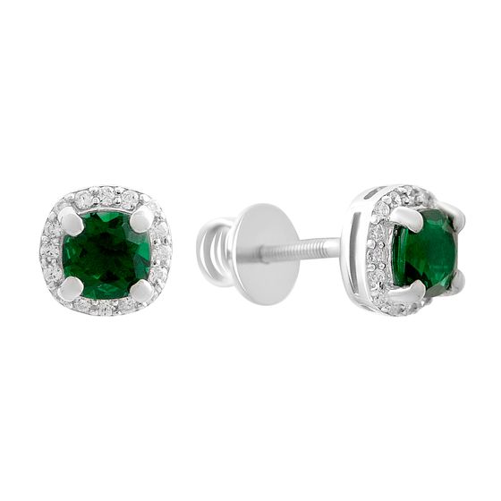 Срібні сережки з смарагдом nano 1.43ct