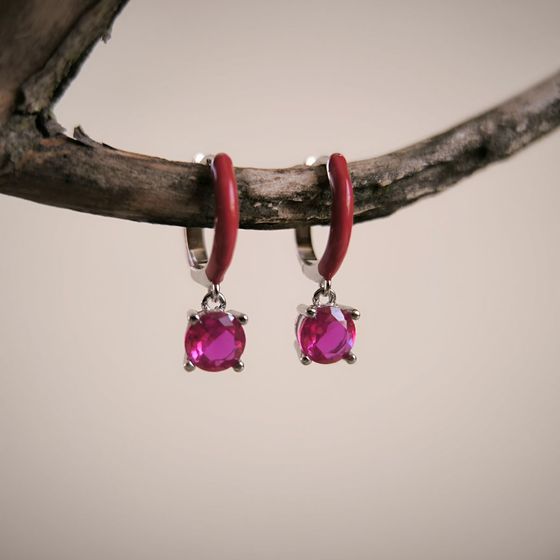 Silver earrings with phianites, semallu
