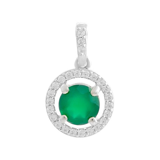 Срібна підвіска з агатом 1.017ct, фіанітами