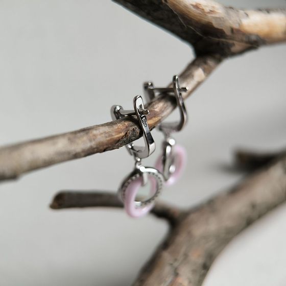 Silver earrings with ceramics