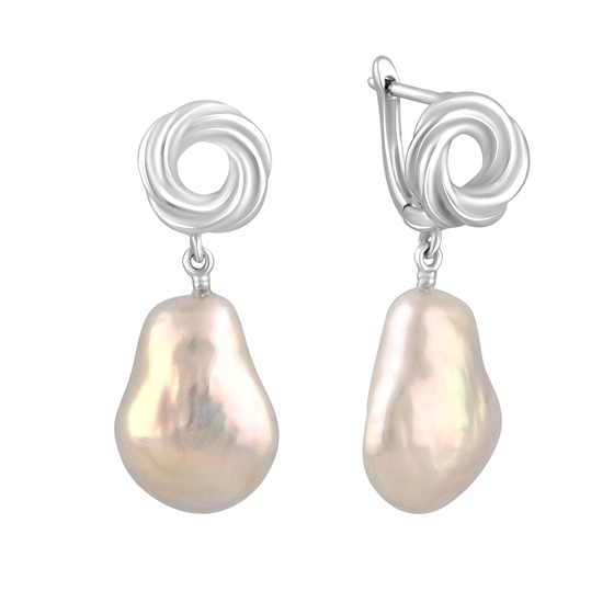 Silver earrings with baroque pearls