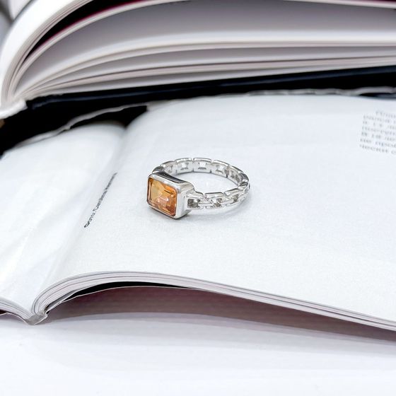 Срібна каблучка із золотим кварцом 1.725ct