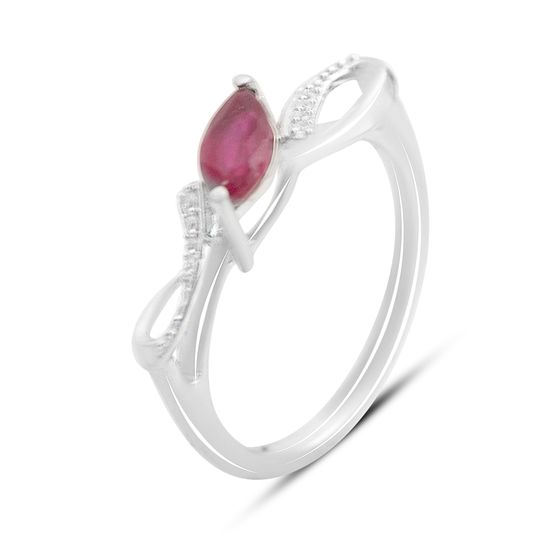 Срібна каблучка з рубіном 0.912ct, фіанітами