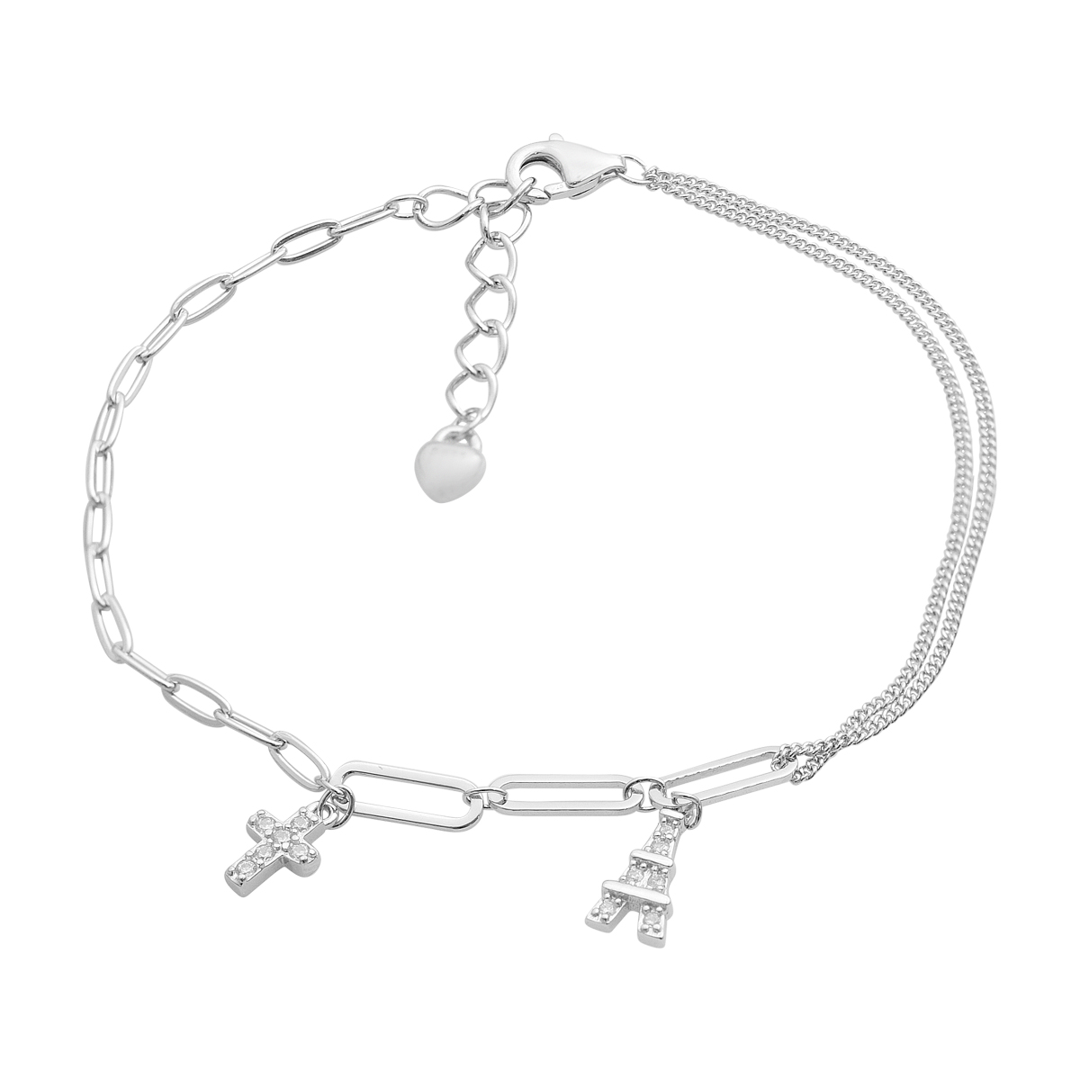 Silver bracelet with cubic zirconia