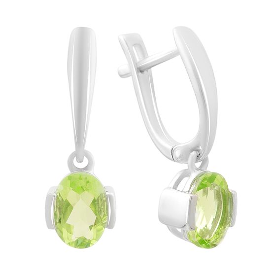 Silver Earrings with Chrysolite (2.081 ct)