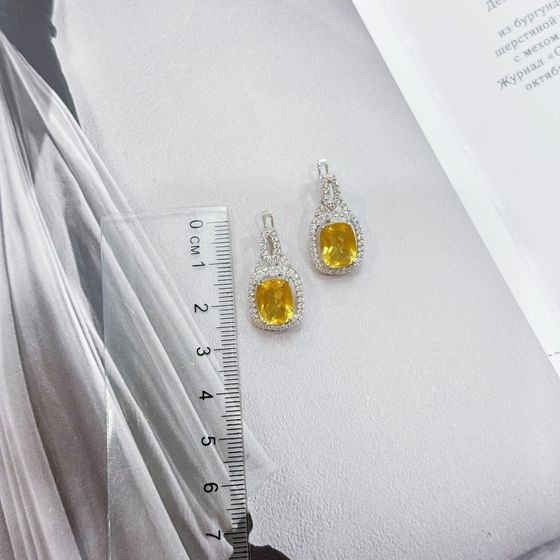 Срібні сережки з цитрином nano 6.362ct
