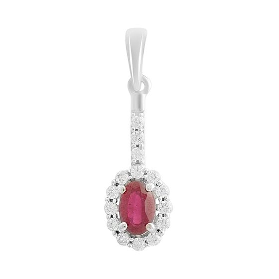 Silver pendant with a 1.113-carat ruby and cubic zirconia