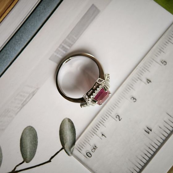Silver ring with ruby