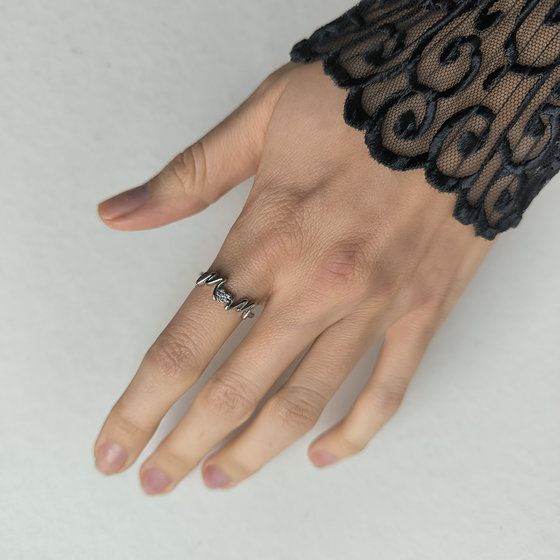 Silver ring with cubic zirconia