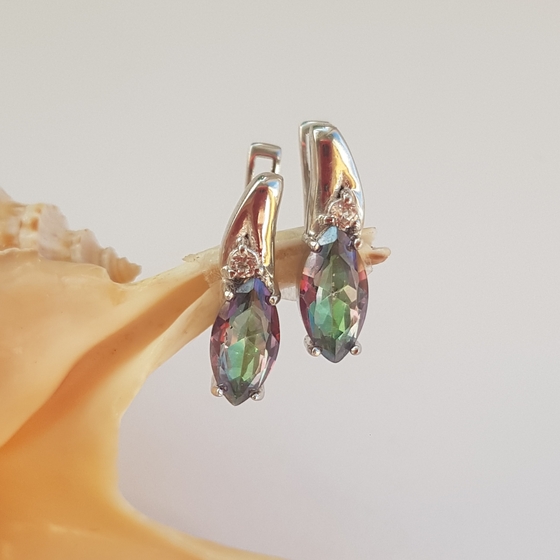 Silver earrings with mystic topaz