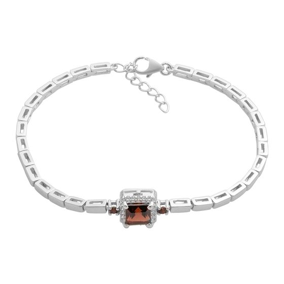 Silver bracelet with a garnet