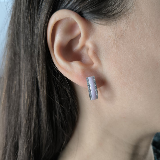 Silver earrings with ceramics