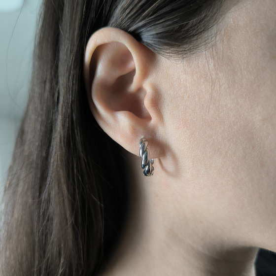 Silver earrings without stones