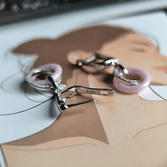 Silver earrings with ceramics