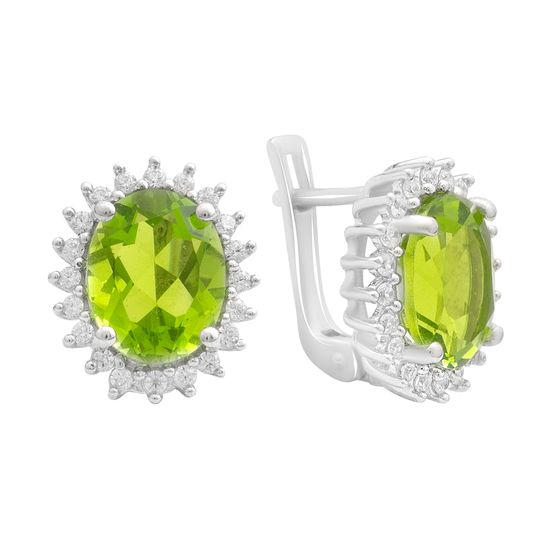 Silver earrings with chrysolite