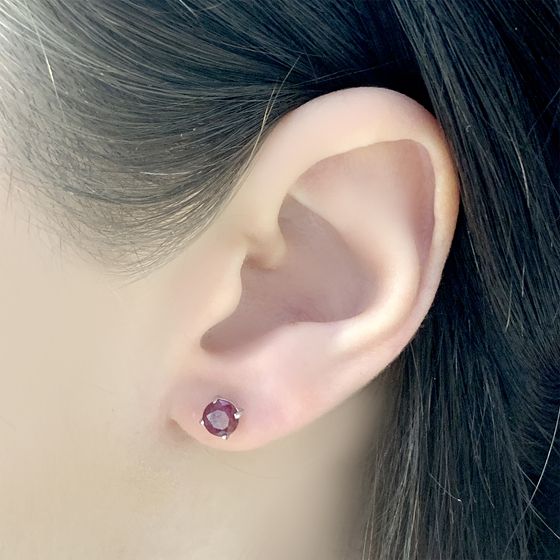 Silver Earrings with a 1.393-carat Ruby