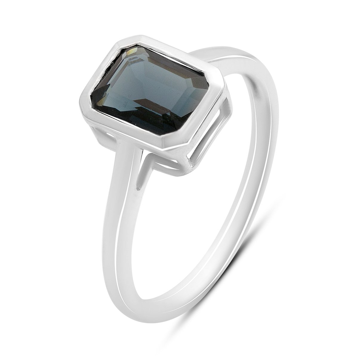 Silver ring with sapphire nano 1.488ct