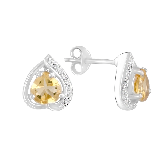 Silver earrings with citrine nano, fianites