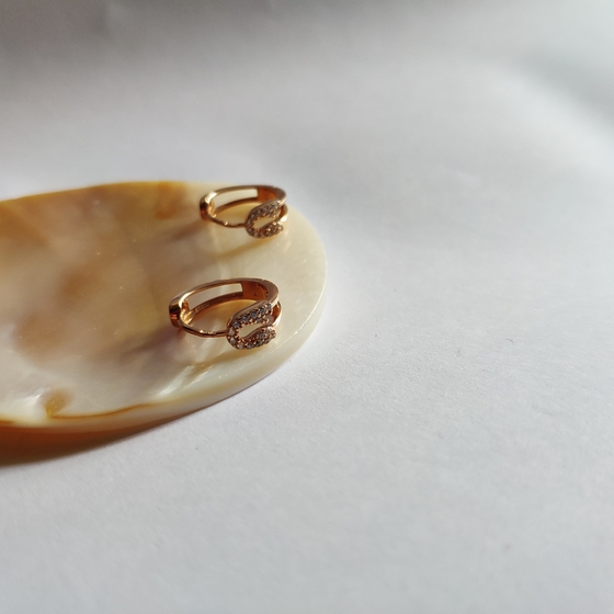 Gold Earrings with Fianites