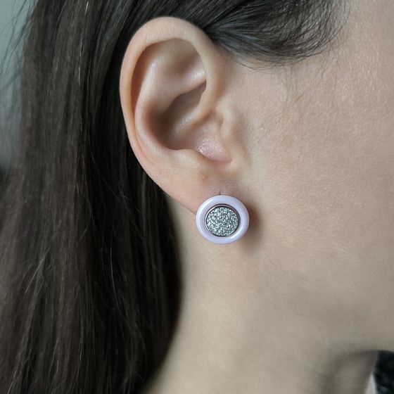 Silver earrings with ceramics, fianites
