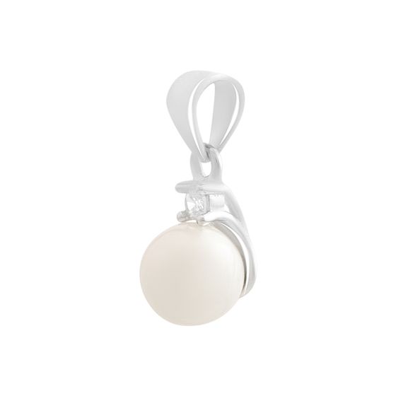 Silver pendant with pearls, fianites