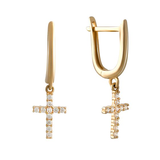 Gold earrings with 0.11ct fianites
