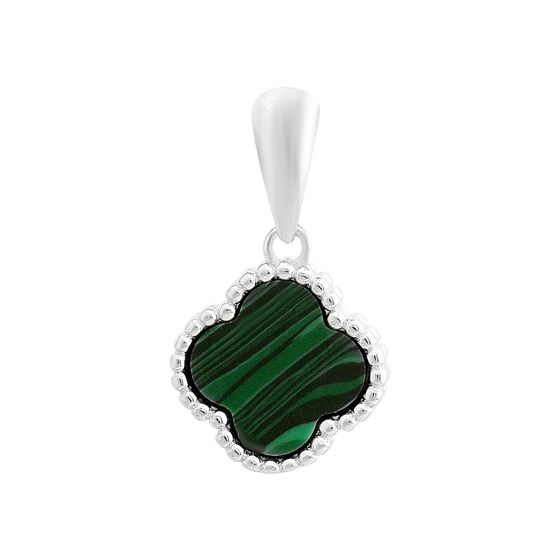 Silver pendant with malachite