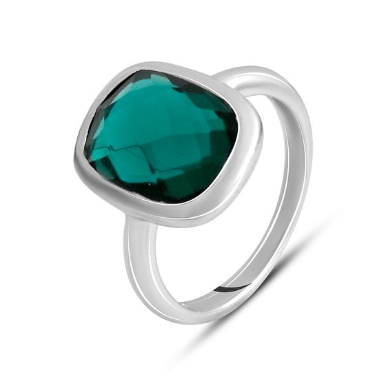 Silver ring with aquamarine nano