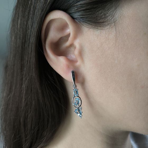 Silver earrings with topaz 3.367ct