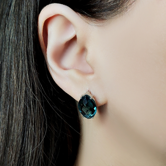 Silver Earrings with a 9.68-carat London Blue Topaz